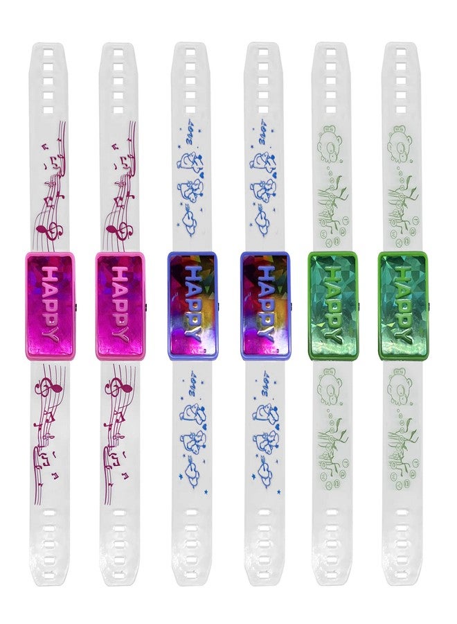 M.best 6pcs LED Light Up Bracelets, Glow in The Dark Flashing Wristbands Happy Bracelets Party Favors for Wedding,Sports,Festivals,Concerts,Party - Image 4