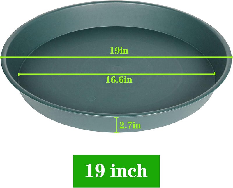 Bleuhome 4 Pack of 18 19 inch Plant Saucer Drip Tray (16.6 inch Base), Heavy Duty Large Deep Plant Saucers for Pots, Plastic Flower Planter Water Trays for Indoors Outdoor (19", Green) - Image 2