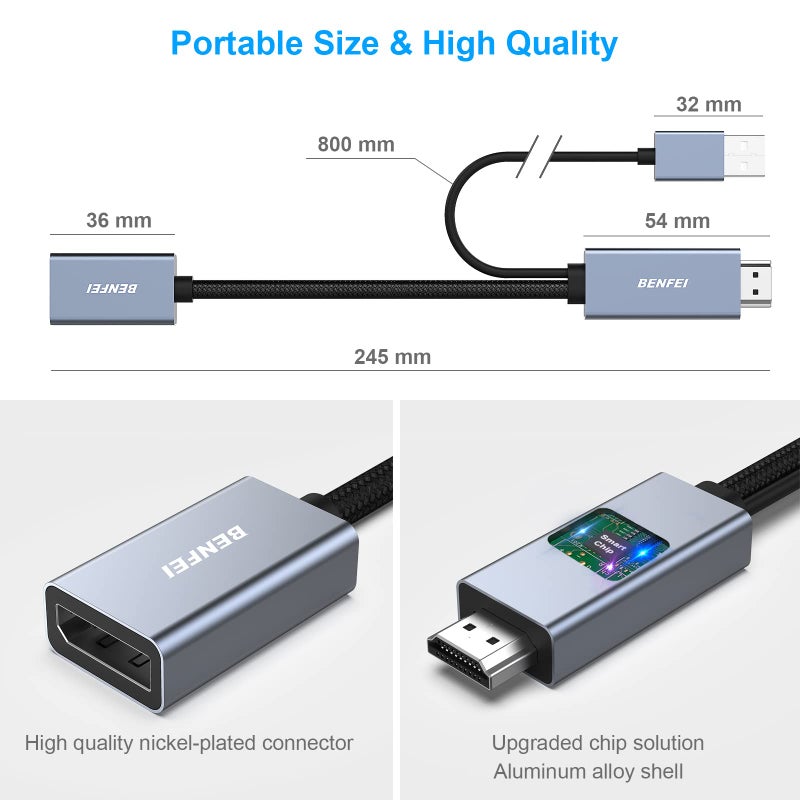 BENFEI HDMI to DisplayPort Adapter, HDMI Source to DisplayPort Monitor Compatible with PC Graphics Card Laptop PS5 Xbox One(360) Supporting 4K@60Hz 2K@144Hz 1080P@165Hz - Image 5