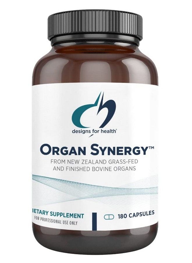 designs for health - Organ Synergy Bovine Organ Supplements 100% Grassfed Beef Organs With Liver Heart Pancreas Kidney + Spleen (180 Capsules / 30 Servings) - Image 1