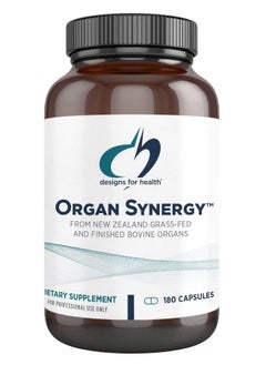 Organ Synergy Bovine Organ Supplements 100% Grassfed Beef Organs With Liver Heart Pancreas Kidney + Spleen (180 Capsules / 30 Servings)