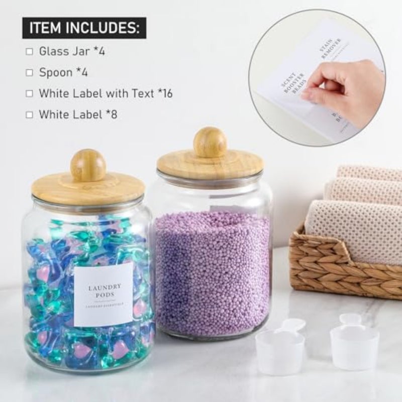 baihuo4 Pack Jars with Lids and Labels, Half Gallon Airtight Containers for Laundry Room Organization and Storage - Image 2