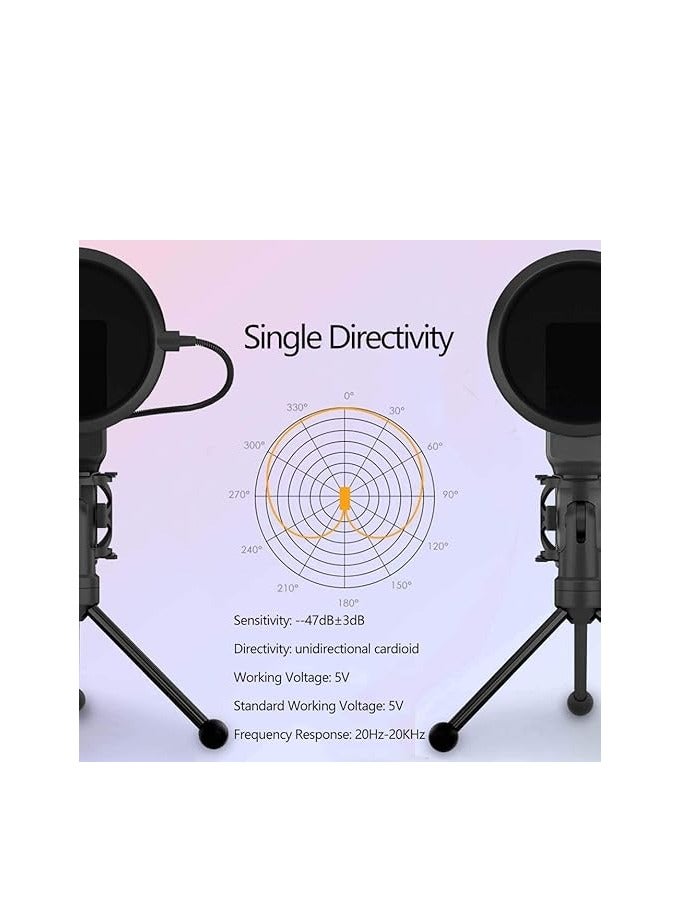 Condenser Microphone, XIAOKOA Professional USB PC Microphone for PC/Laptop Plug & Play with Double-layer Pop Filter and Tripod Stand for Studio Recording, Broadcasting and Gaming - Image 4