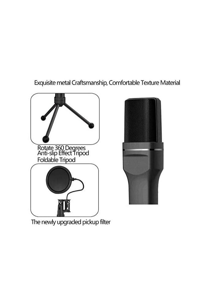 Condenser Microphone, XIAOKOA Professional USB PC Microphone for PC/Laptop Plug & Play with Double-layer Pop Filter and Tripod Stand for Studio Recording, Broadcasting and Gaming - Image 5
