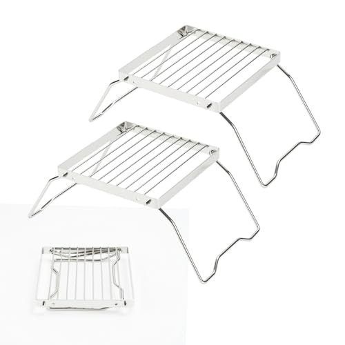 BSDLZCH 2pcs Folding Campfire Grill, 304 Stainless Steel Portable Campfire Grill Grate Small Camping Campfire Grill Grate Over Fire Pit Camping Grill for Outdoor Backpacking BBQ - Image 1