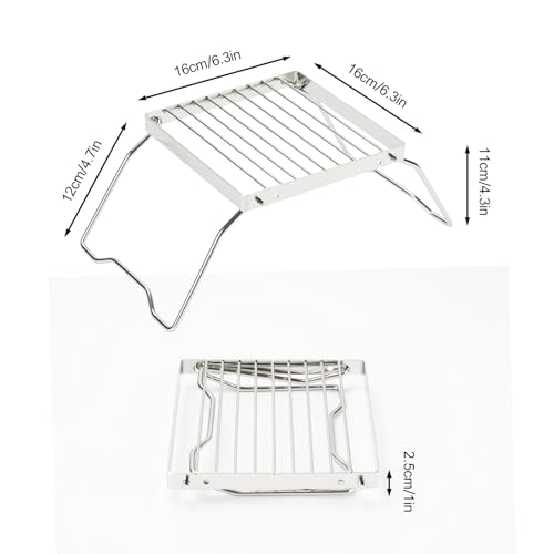 BSDLZCH 2pcs Folding Campfire Grill, 304 Stainless Steel Portable Campfire Grill Grate Small Camping Campfire Grill Grate Over Fire Pit Camping Grill for Outdoor Backpacking BBQ - Image 3