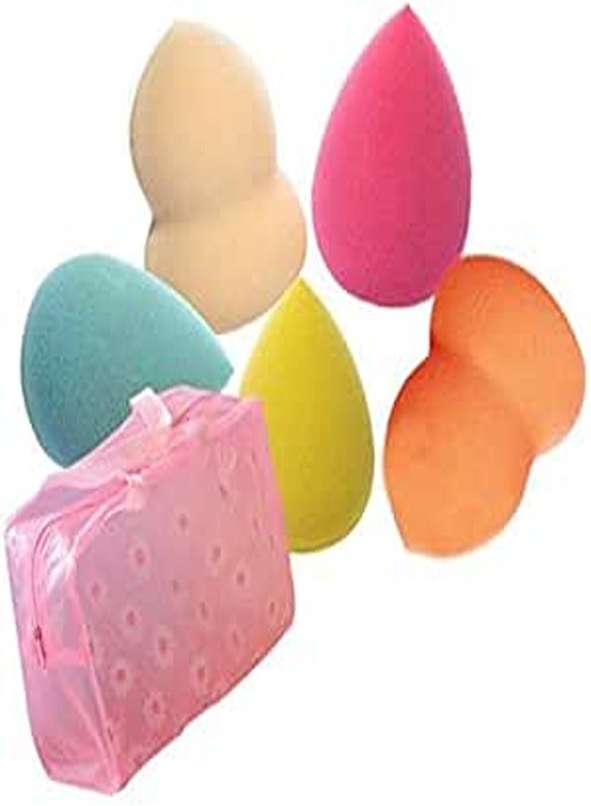 Generic Makeup Multi Shape Sponges with Bag - 5 Pieces 