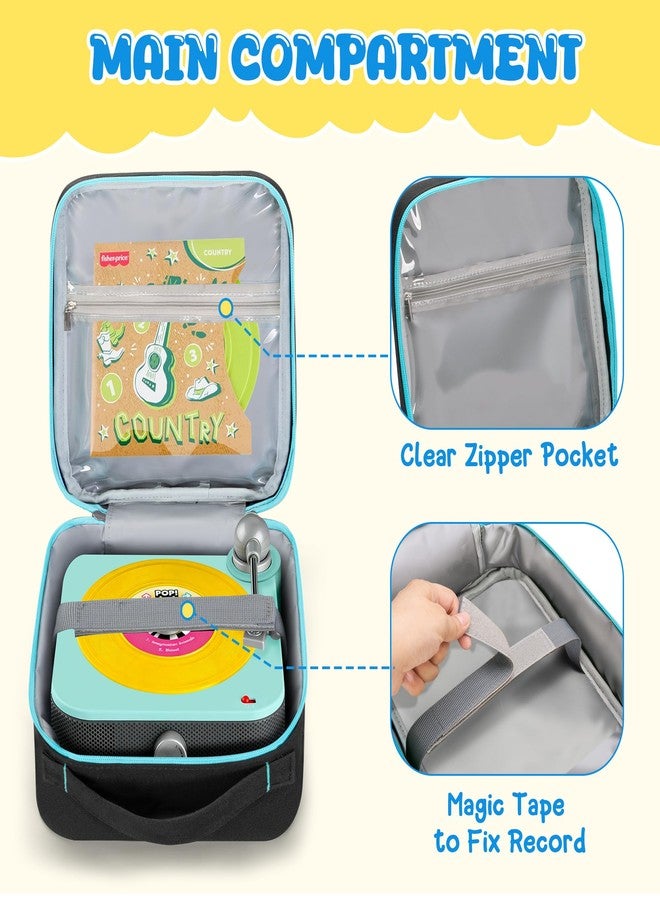 يارو حقيبة حمل YARWO متوافقة مع مشغل الأسطوانات الموسيقي الفاخر من Fisher-Price و6 ألبومات، حقيبة تخزين أسطوانات الألعاب بمقبض علوي وجيوب متعددة، هدايا أعياد الميلاد والمهرجانات (الحقيبة فقط) - Image 2