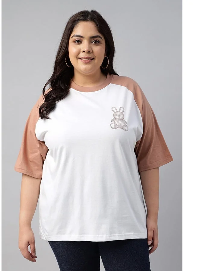 Juneberry Juneberry Pure Cotton Over-size  ROYALBLUE T-Shirt For Women