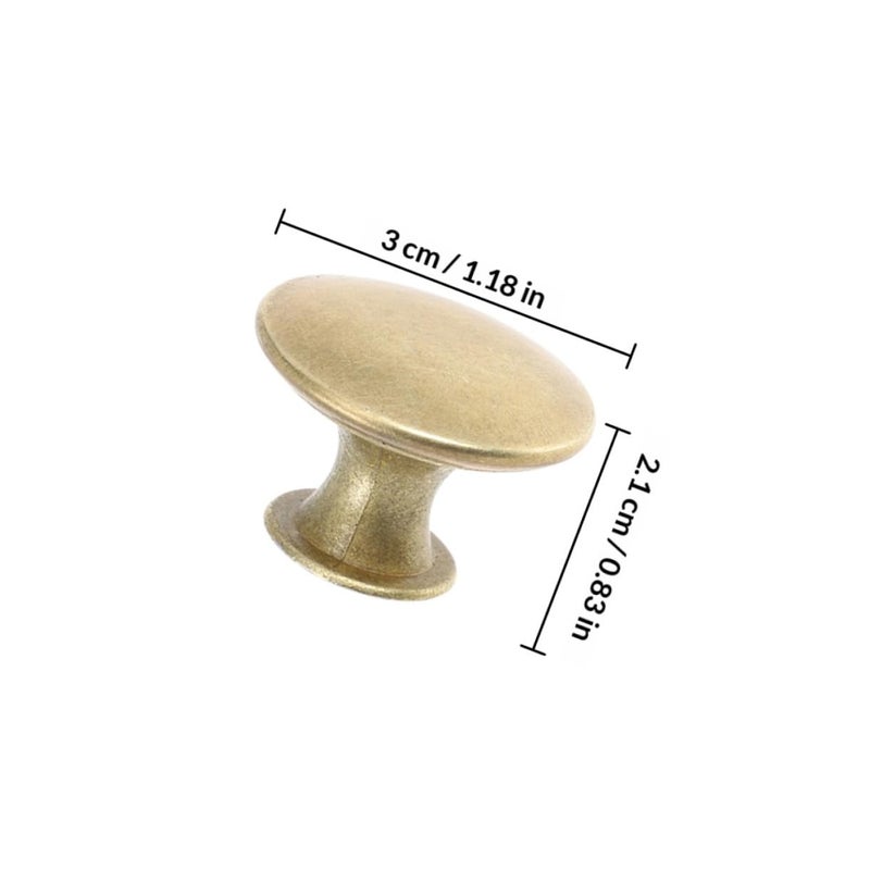 Antique Yellow Brass Cabinet Door Knobs 10 Pcs Round Flat Head Drawer Pulls For Kitchen Wardrobe - Image 3