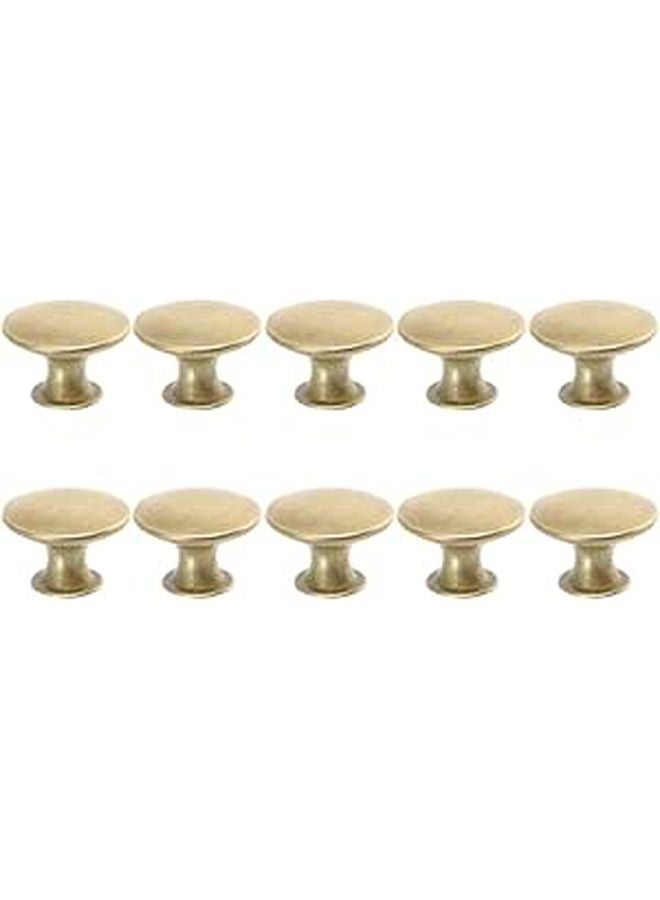 Antique Yellow Brass Cabinet Door Knobs 10 Pcs Round Flat Head Drawer Pulls For Kitchen Wardrobe - Image 1