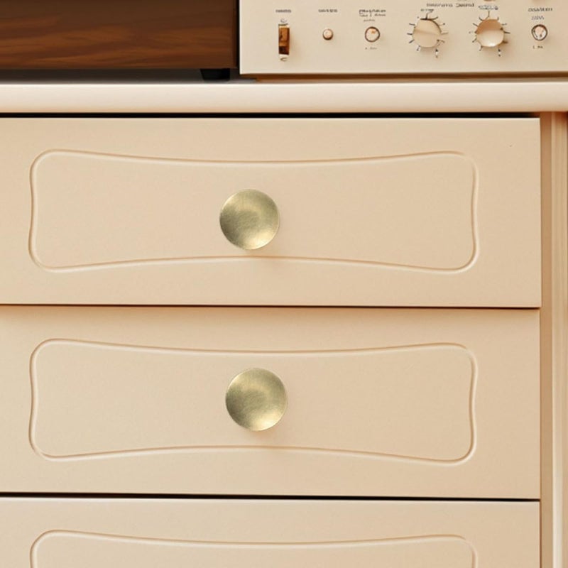 Antique Yellow Brass Cabinet Door Knobs 10 Pcs Round Flat Head Drawer Pulls For Kitchen Wardrobe - Image 5