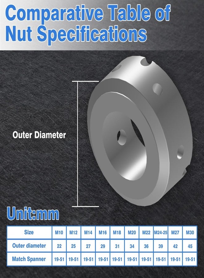 مفتاح ربط خطافي قابل للتعديل من LEONTOOL، أداة مفتاح ربط دبوس قابل للتعديل للمعدات الميكانيكية والمركبات، لشد صواميل القفل والمحامل، رأس دائري، 3/4-2 بوصة (19-51 مم)، فولاذ كروم-فاناديوم - Image 4
