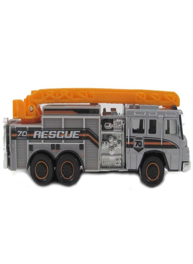 Matchbox Pierce Quantum Aerial Ladder Truck, Working Rigs 10/16 [Silver/Orange] - Image 1