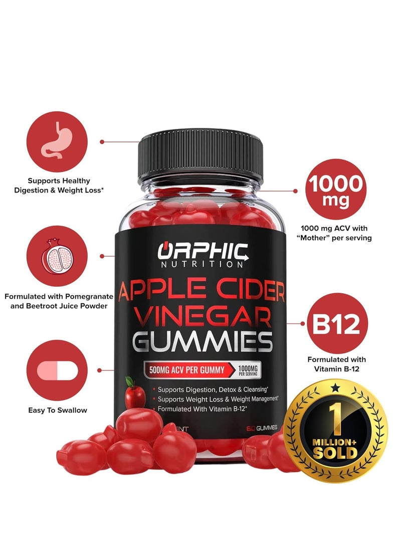 Orphic Nutrition Apple Cider Vinegar Supports Digestion, Detox & Cleansing 60 Gummies 1 Month Supply - Image 2