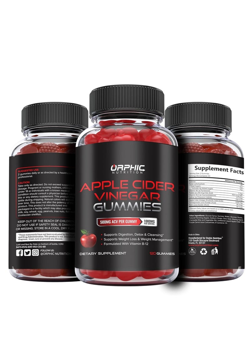 Orphic Nutrition Apple Cider Vinegar Supports Digestion, Detox & Cleansing 60 Gummies 1 Month Supply - Image 3