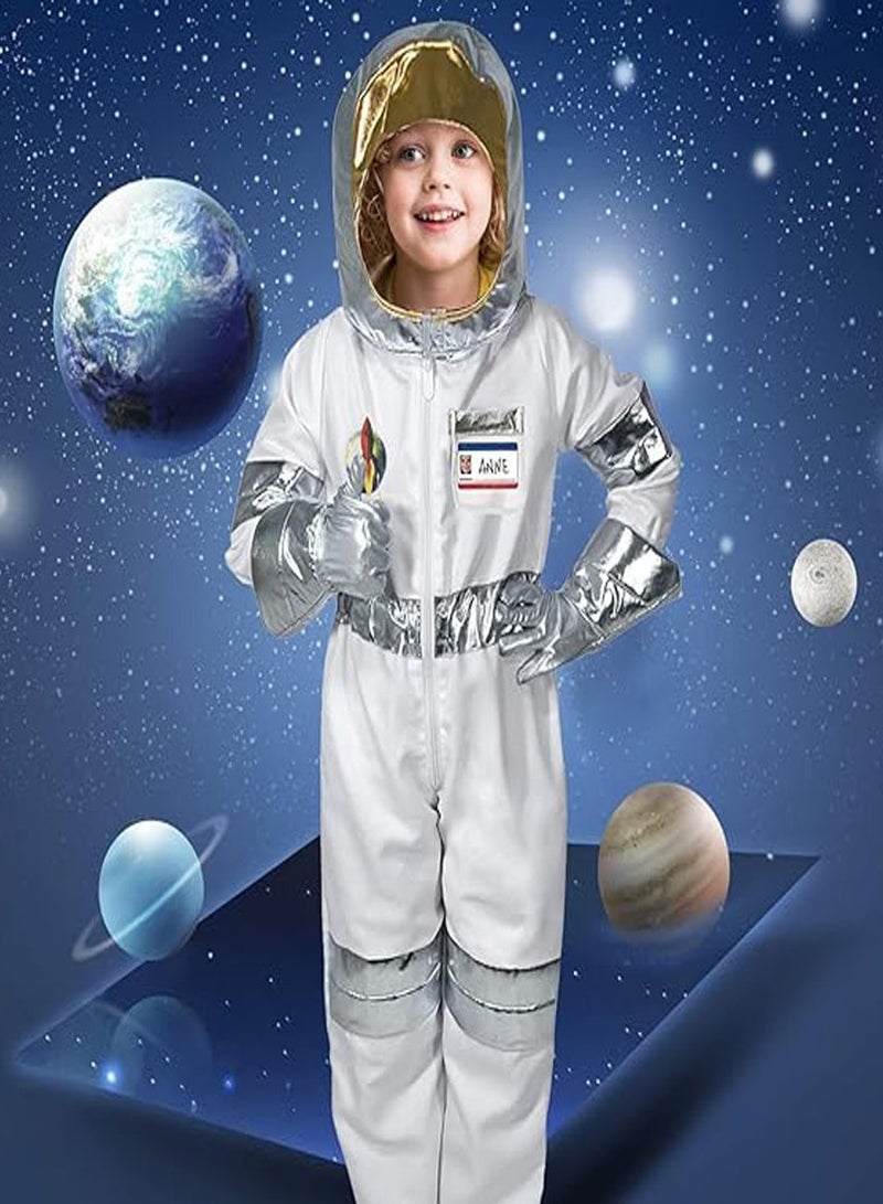 Kids Spaceman Costume Children Astronaut Costume Spaceman Role Play Costume Set Kids Fancy Dress Costumes White Spacesuit for Boys and Girls - Image 4