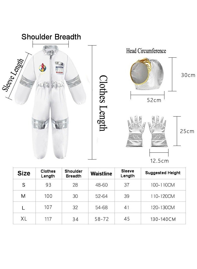 Kids Spaceman Costume Children Astronaut Costume Spaceman Role Play Costume Set Kids Fancy Dress Costumes White Spacesuit for Boys and Girls - Image 2