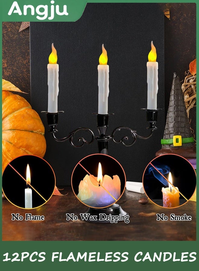 Angju Flameless Candles Decorations Floating LED Candles, 12Pcs Warm Yellow Flame Candles with Remote Control, Flickering Hanging Fake Candles for Party Home Table Church Wedding Christmas - Image 4
