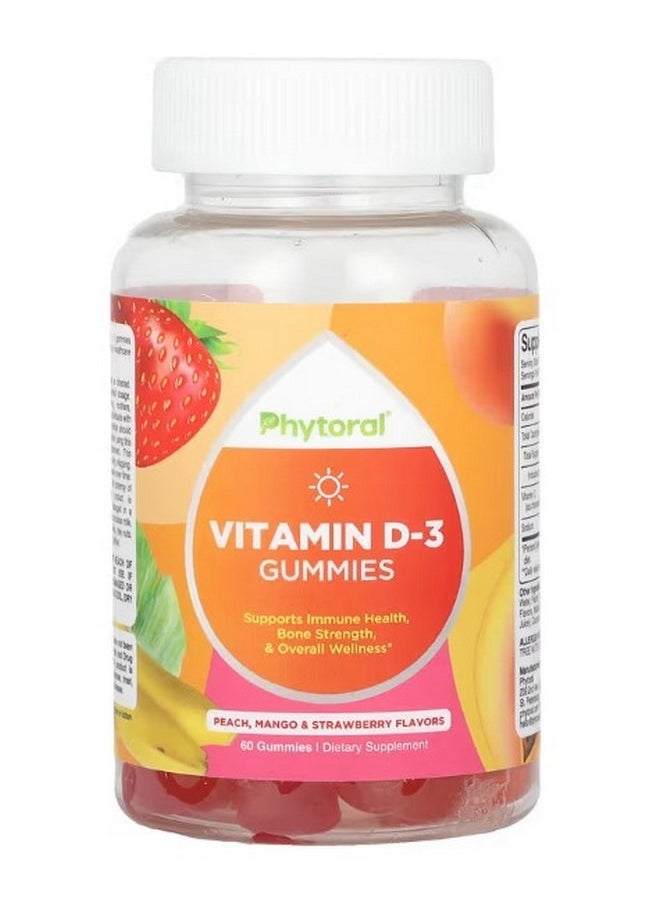 Phytoral Vitamin D 3 Gummies Peach Mango and Strawberry 60 Gummies  - Image 1
