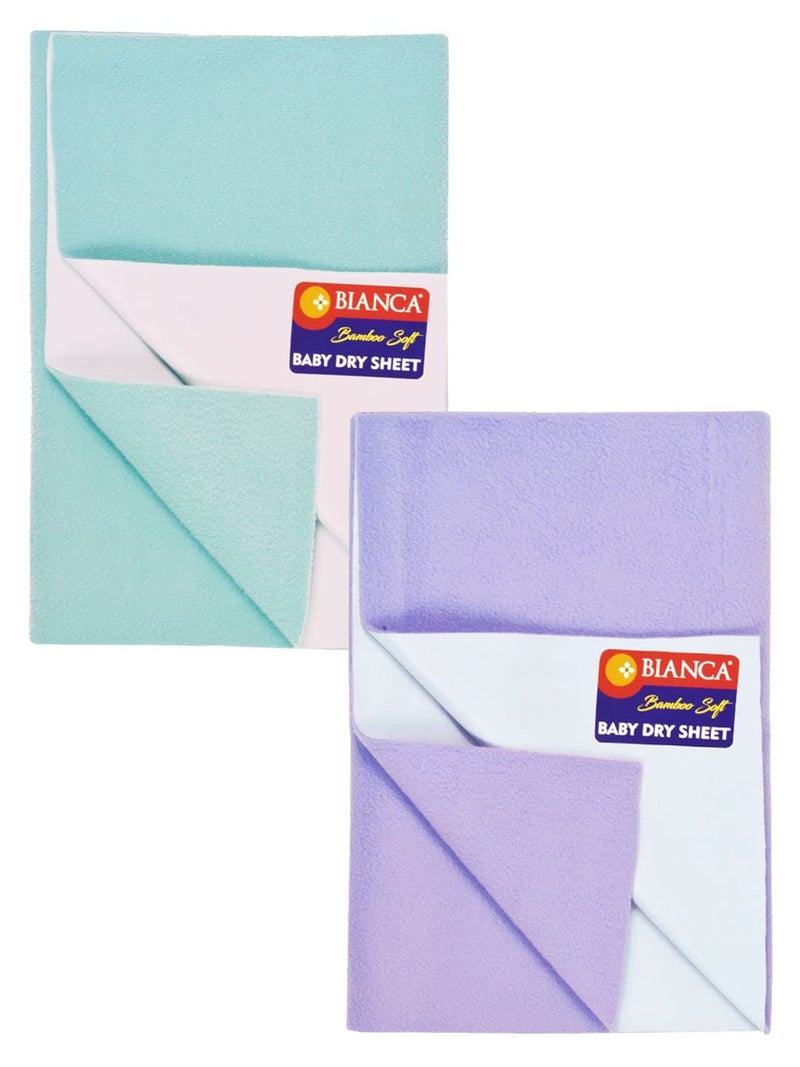 BIANCA Soft Bamboo Baby Dry Sheet, Mattress Protector -2pc Large (smartdry) | Waterproof & Breathable Anti Bacterial | Baby Dry Sheet & Mattress Protector. Smart Dry-Violet/sea Green - Image 1