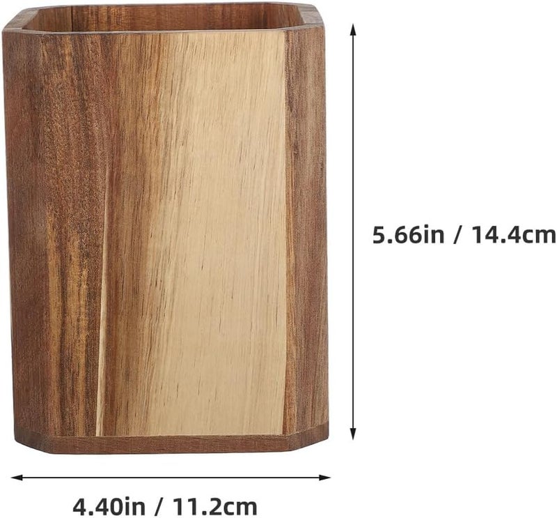 Wooden Cutlery Holder and Chopstick Storage Box Small Acacia Wood Spoon Organizer for Kitchen Countertop Tableware Utensil Crock Container Home Cooking Storage - Image 2