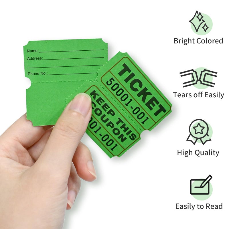 L LIKED Raffle Tickets Double Rolls 1000 Per Roll 50/55 Raffle Tickets for Events,Carnivals, Entry, Class Reward, Prizes(Green) - Image 4