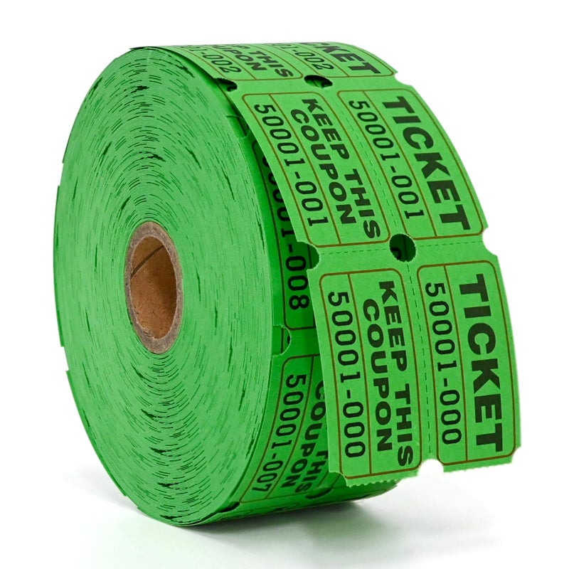 L LIKED Raffle Tickets Double Rolls 1000 Per Roll 50/55 Raffle Tickets for Events,Carnivals, Entry, Class Reward, Prizes(Green) - Image 1