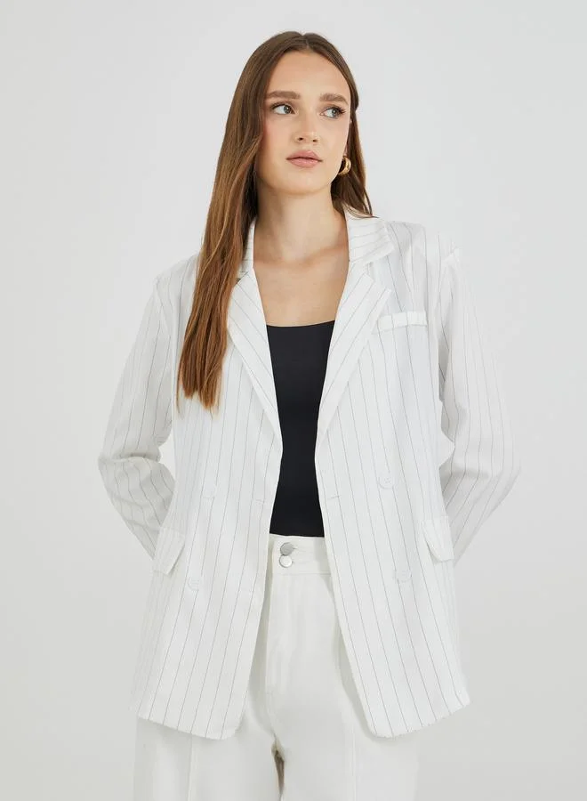 Take Two Take Two Stripes Notch Label Button Up Blazer