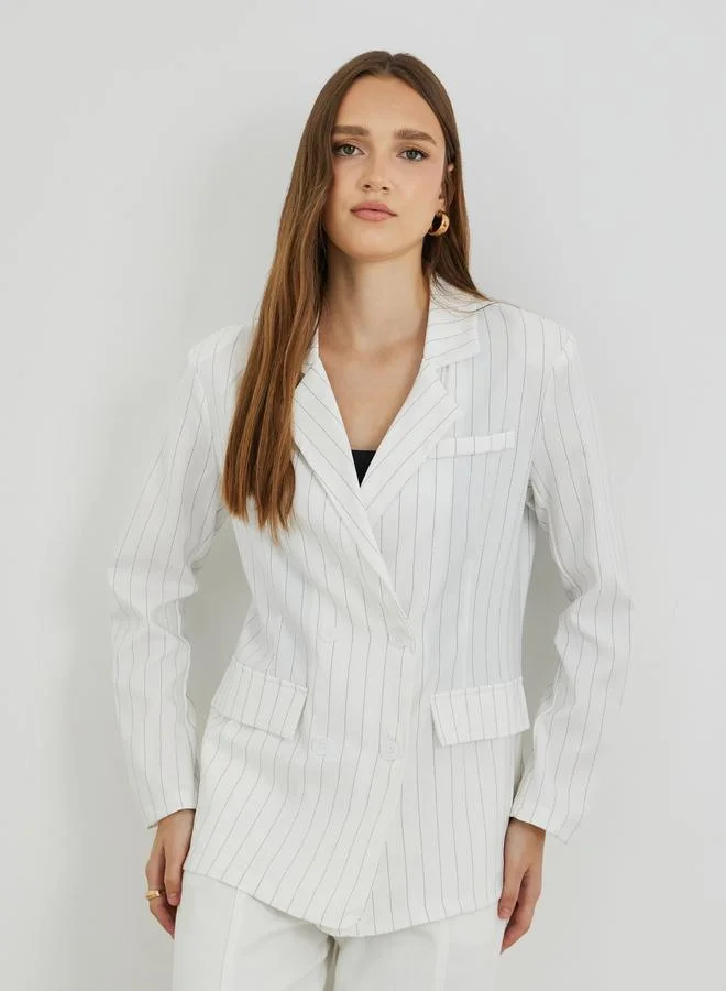 Take Two Take Two Stripes Notch Label Button Up Blazer