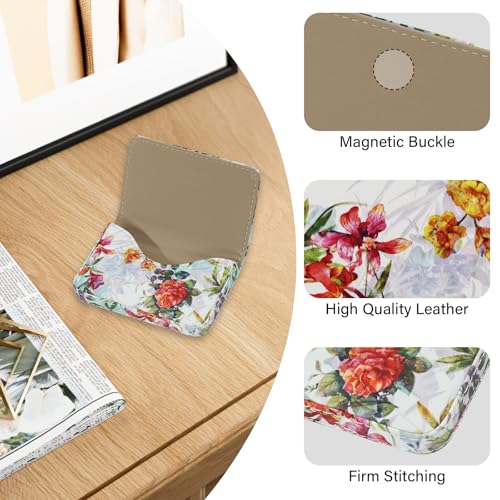 AI-DEE Business Card Holder，PU Leather Business Card Case Color Printing Pattern Card Holder Wallet，Pockets Magnetic Credit Card Holders for Men and Women - Flamingo - Image 2