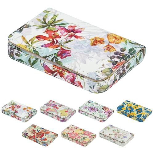 AI-DEE Business Card Holder，PU Leather Business Card Case Color Printing Pattern Card Holder Wallet，Pockets Magnetic Credit Card Holders for Men and Women - Flamingo - Image 1