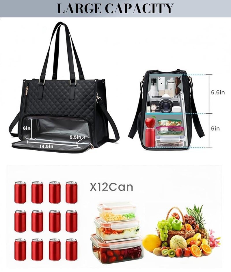 PALAY® Tote Bag for Woman Lunch Bag with Insulated Compartment 2 in 1 Lunch 48 * 32 * 18cm Hand Bags for Women Shoulder Bags for Business, Office,Travel, Beach,Casual - Image 5