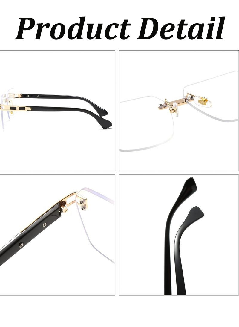 New Rimless Fashion Trend Sunglasses with Glasses Case and Cleaning Cloth UV Protection Unisex Style for Beach Trips Daily Commutes Outdoor Sports Travel Adventures Festive Gatherings Casual Outings,Transparent - Image 5