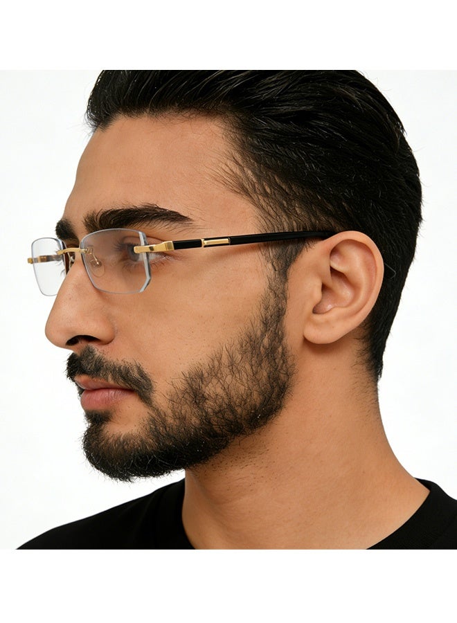 New Rimless Fashion Trend Sunglasses with Glasses Case and Cleaning Cloth UV Protection Unisex Style for Beach Trips Daily Commutes Outdoor Sports Travel Adventures Festive Gatherings Casual Outings,Transparent - Image 3