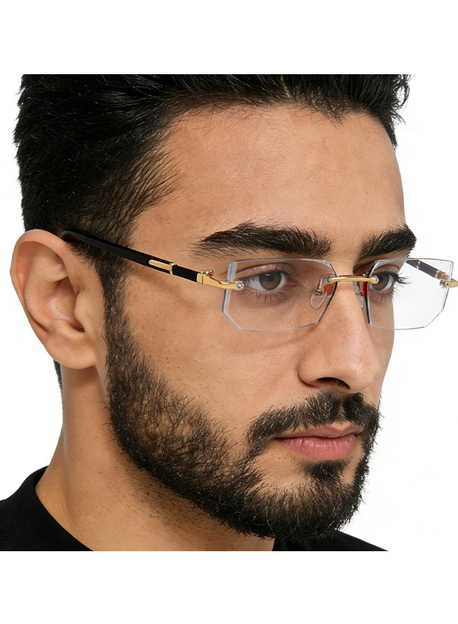 New Rimless Fashion Trend Sunglasses with Glasses Case and Cleaning Cloth UV Protection Unisex Style for Beach Trips Daily Commutes Outdoor Sports Travel Adventures Festive Gatherings Casual Outings,Transparent - Image 2