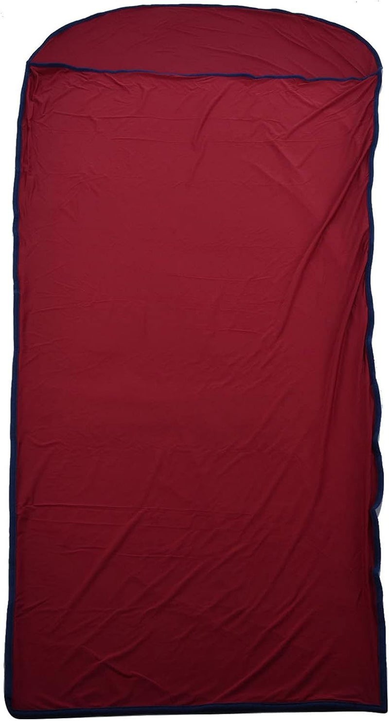 Ultralight Wine Red Sleeping Bag Liner Elastic Stretchable Camping Travel Sheet Polyester Fabric with Storage Bag - Image 1