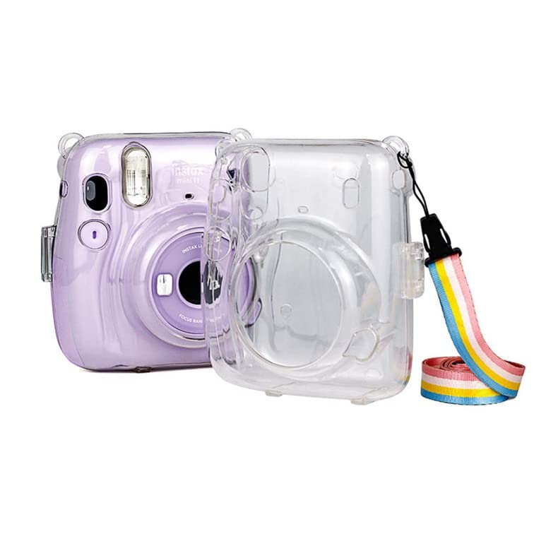 ZENKO Protective Transparent Case for Fujifilm Instax Mini 11 Crystal Hard Shell Cover with Removable Shoulder Strap-Transparent - Image 3