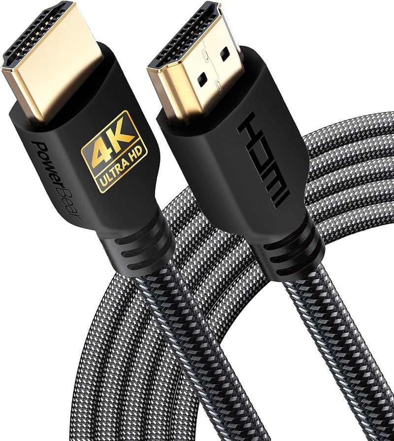 PowerBear 4K HDMI Cable 15 ft | High Speed Hdmi Cables, Braided Nylon & Gold Connectors, 4K @ 60Hz, Ultra HD, 2K, 1080P, ARC & CL3 Rated | for Laptop, Monitor, PS5, PS4, Xbox One, Fire TV, & More - Image 1