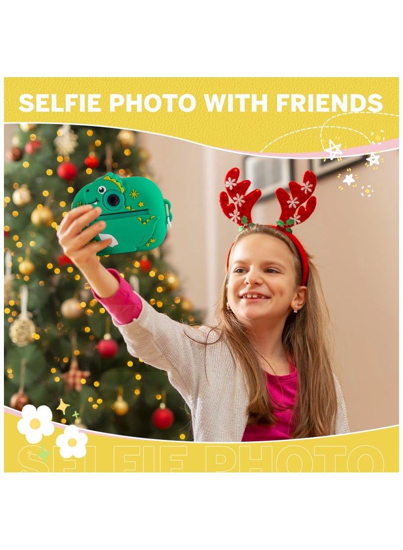 Jubilin Kids Camera Instant Print, Kids Digital Camera with 3 Rolls Print Paper, 2.4 Inch 1080P Screen with 32GB TF Card for 3-12 Girls Boys Christmas Birthday Festival Party Gift ,Green - Image 4