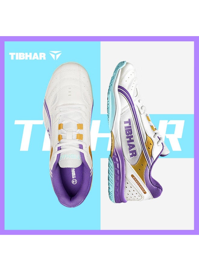 Tibhar Table Tennis Shoes, Sold By Jd, Breathable Professional Training And Compeion Shoes, Rubber Sole Sports Shoes, 01922 Purple Gold, Size 40 - Image 1