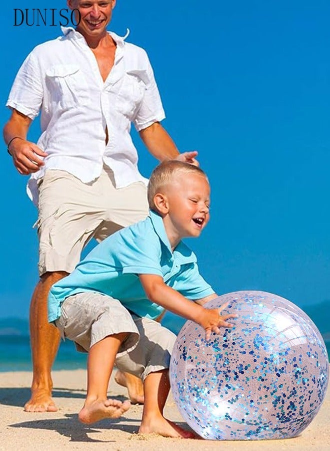 DUNISO 2packs Inflatable Beach Ball Swimming Pool Balls 24 Inches Bouncy Glitter Jelly Ball Confetti Beach Ball Glitter Beach Ball Floating Confetti Ball for Summer Beach, Pool Party Favor - Image 4