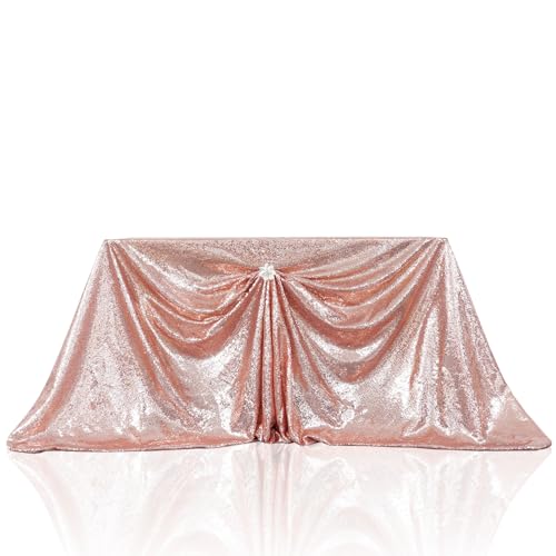 PartyDelight Sequin Tablecloth Rectangular 60"x120" Rose Gold Table Cloth - Image 5