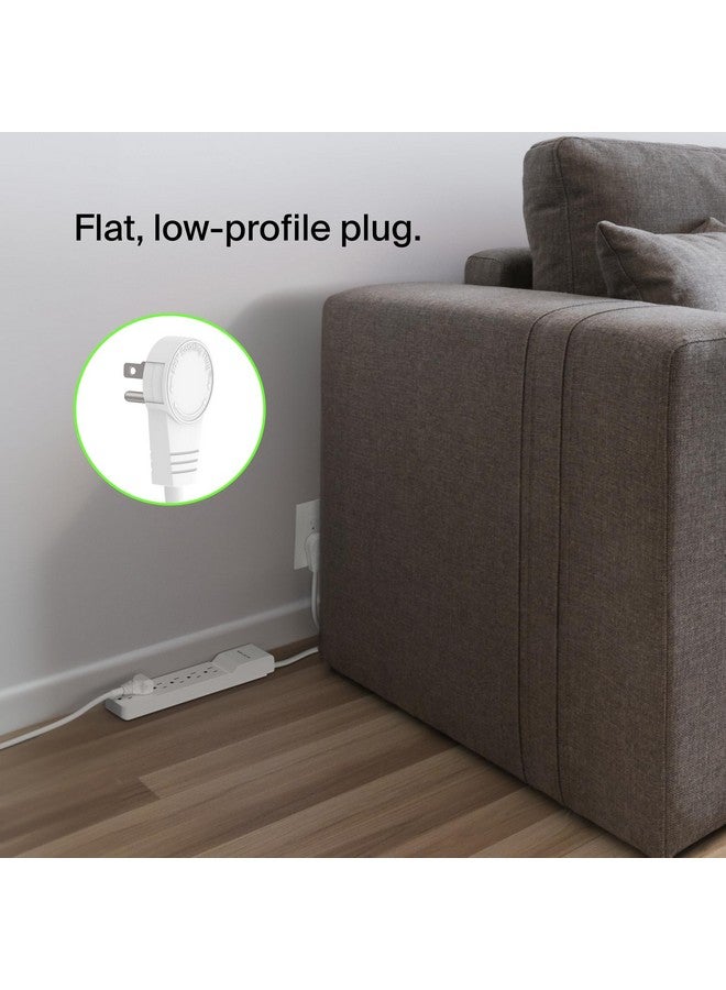 بيلكين شريط طاقة بيلكين بستة منافذ مع واقي من زيادة التيار الكهربائي مع قابس دوار مسطح، سلك بطول 6 أقدام - مثالي للأجهزة الإلكترونية الشخصية والأجهزة الصغيرة والمزيد (1080 جول)، أبيض، عبوة من 6 قطع بطول 6 أقدام - Image 4