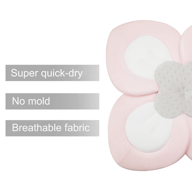 PandaEar Baby Bath Pad for Infant Newborn | Soft Flower Petals for Sink Bathtub Essentials Shower Gift (Pink) - Image 3