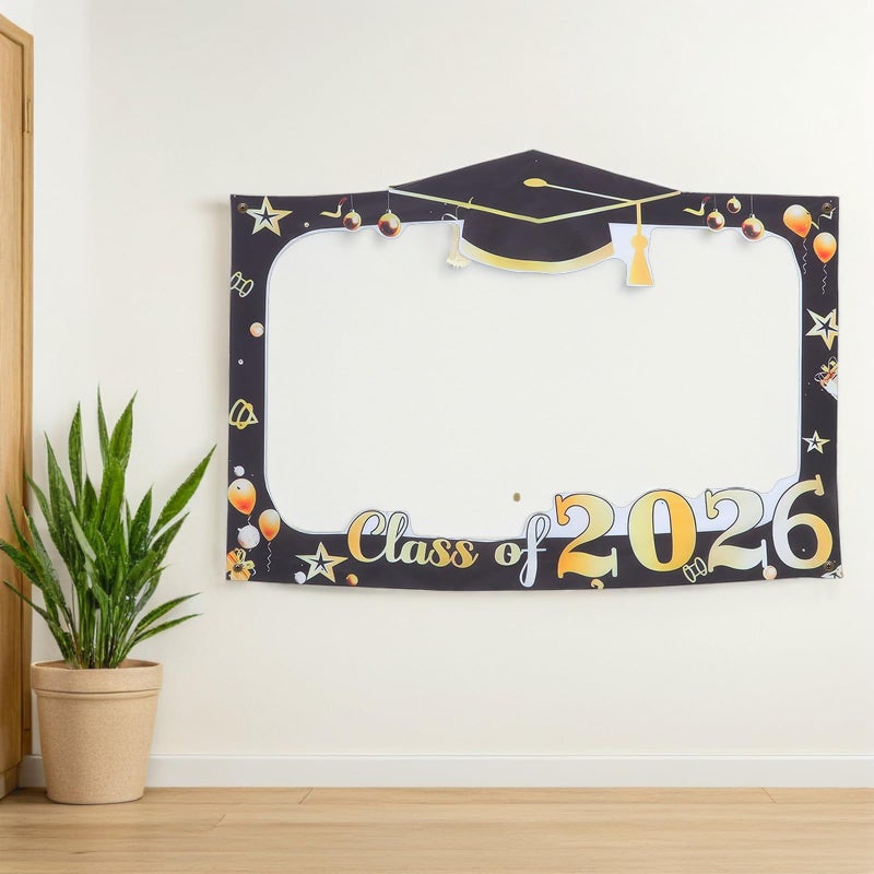 Graduation Photo Booth Decor 2026 Class Of Fabric Frame Banner And Party Decoration Pack Orange - Image 5