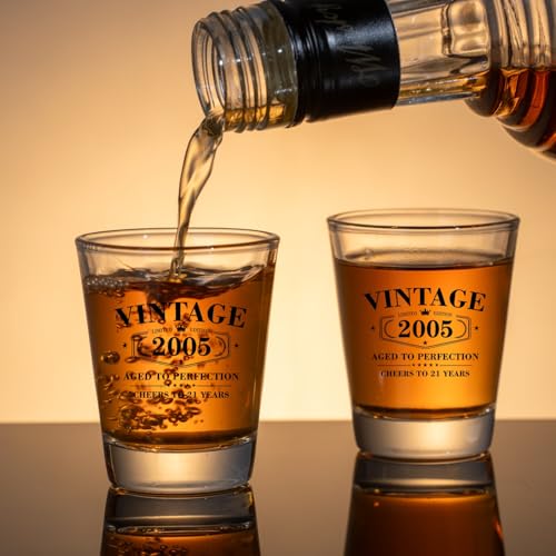Ithmahco 21st Birthday Gifts for Him 2026- Limited Edition Vintage 2005 Shot Glass with Wooden Box - Cheers To 21 Years Old, Finally 21st Birthday Party Decoration - Turning 21 Bday Gift for Men Brother Friend - Image 2