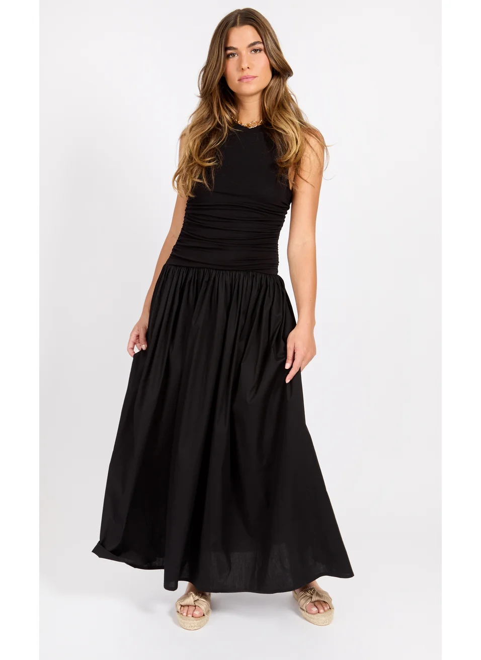 ليتل مسترس Crew Neck Pleated Dress