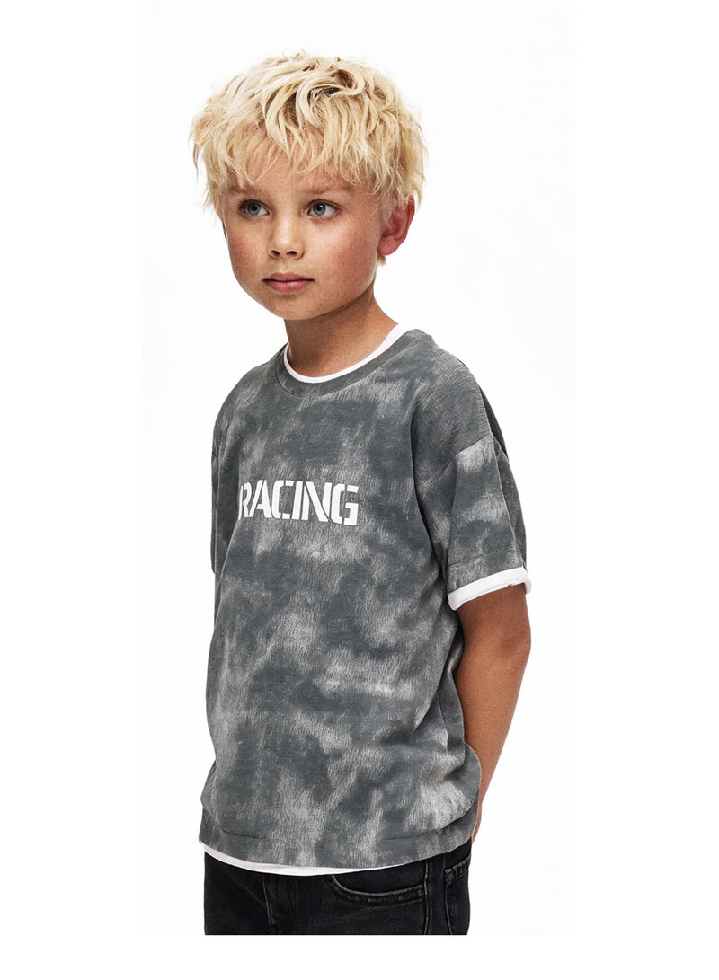 Andora Boys Tie-Dye Slip On Casual Tee - Grey - Image 2