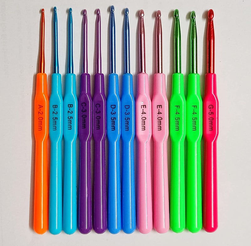 RangTeq Aluminum Crochet Hooks 12pcs Set,Small to Large 2mm-5mm,Round Blunt Yarn Knitting Needles Tool Kit - Image 1